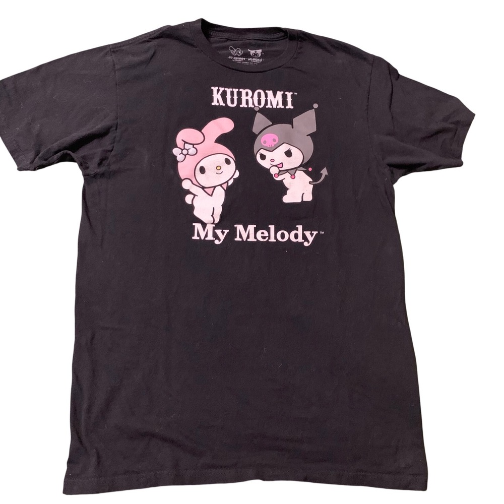 Sanrio T-Shirt Unisex Med‎ Black Kuromi My Melody Graphic Bioworld Crewneck Tee